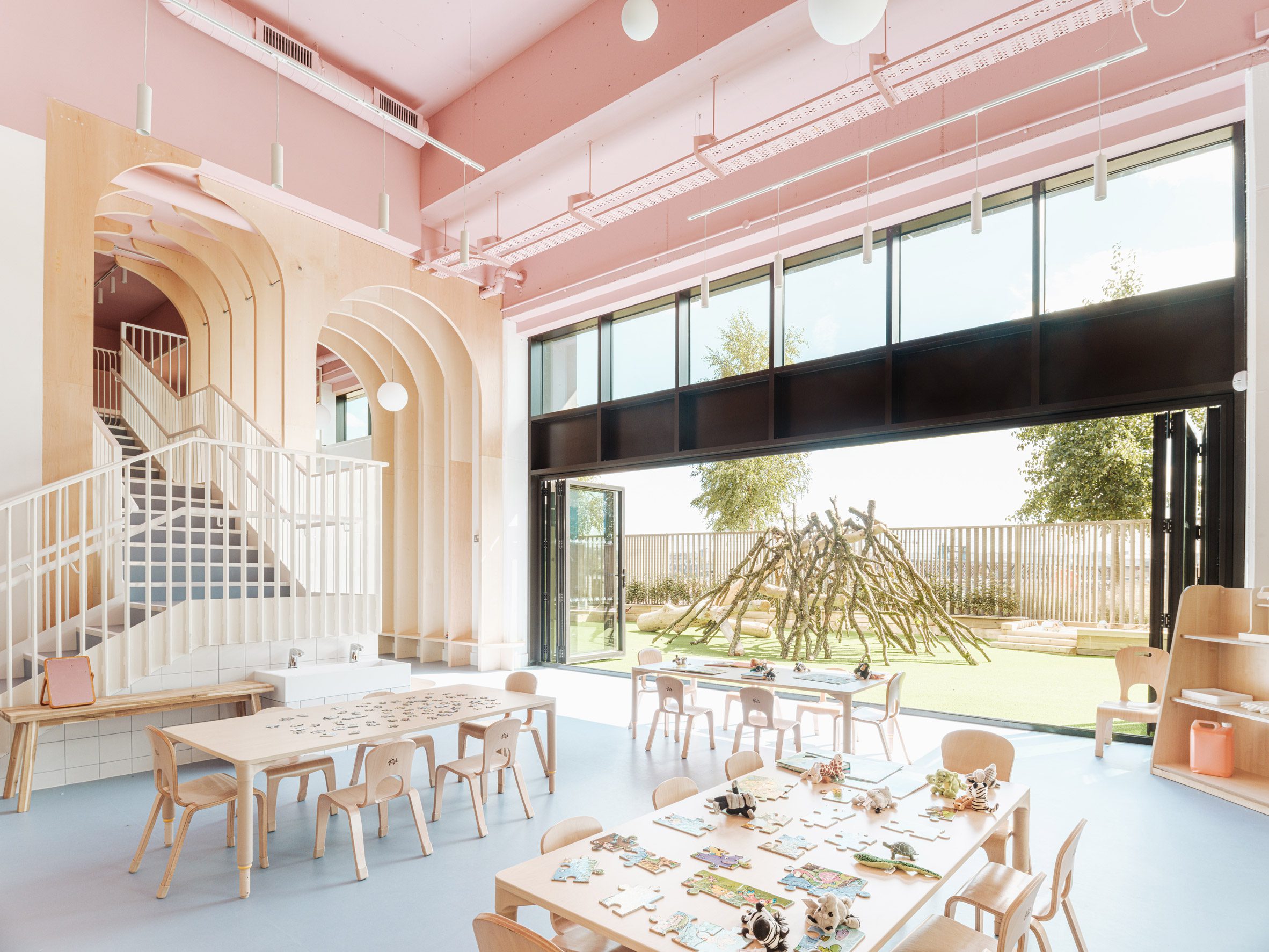 Overview of the Nest nursery in east London by Delve Architects