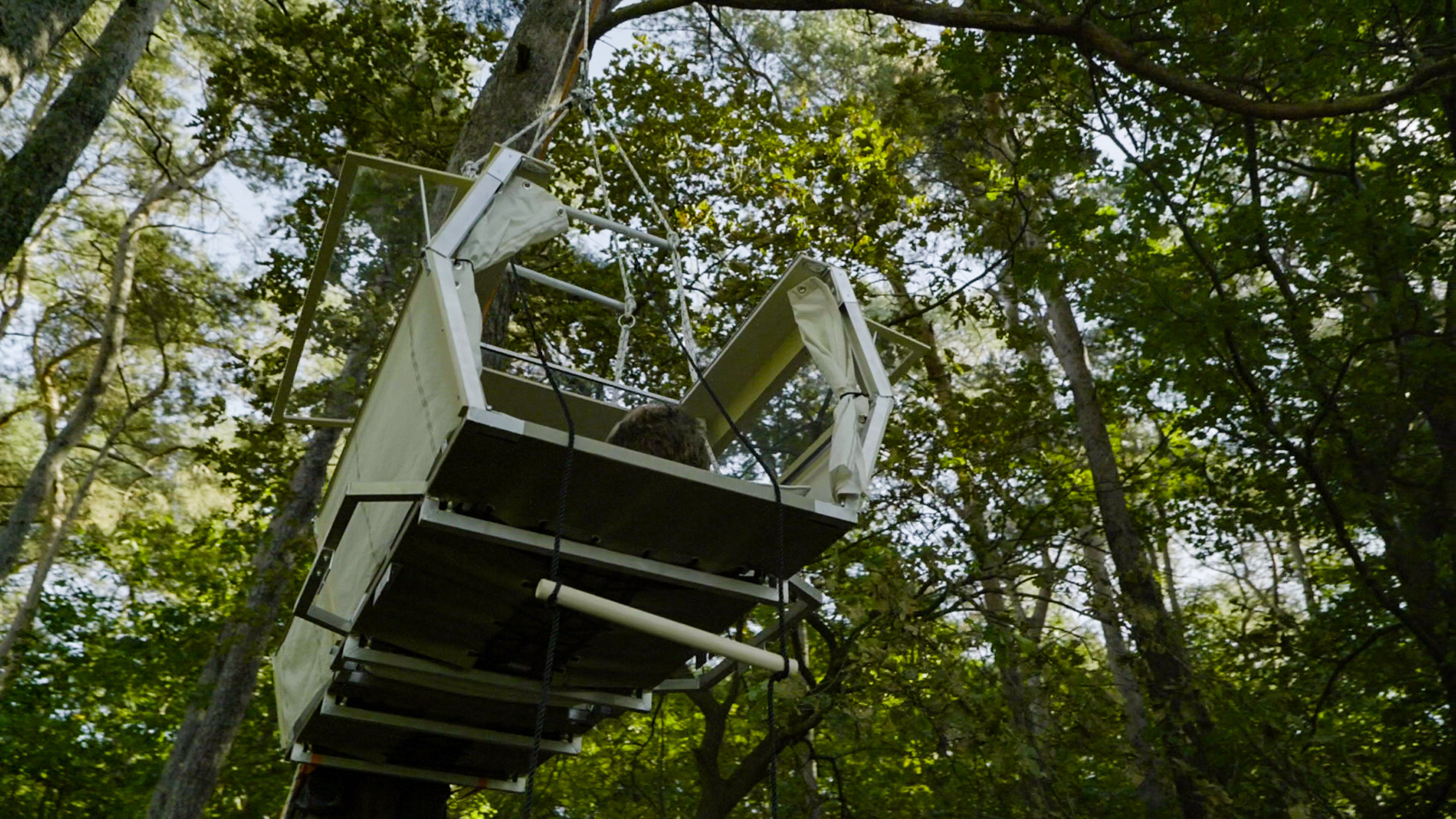 Trunk Bunk portable treehouse by Henry K Wein installed in a tree