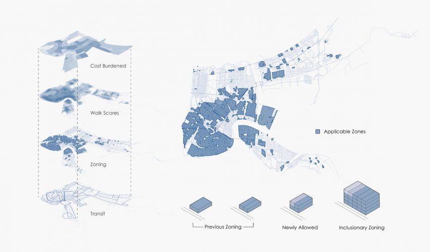 Various diagrams of zoning in New Orleans