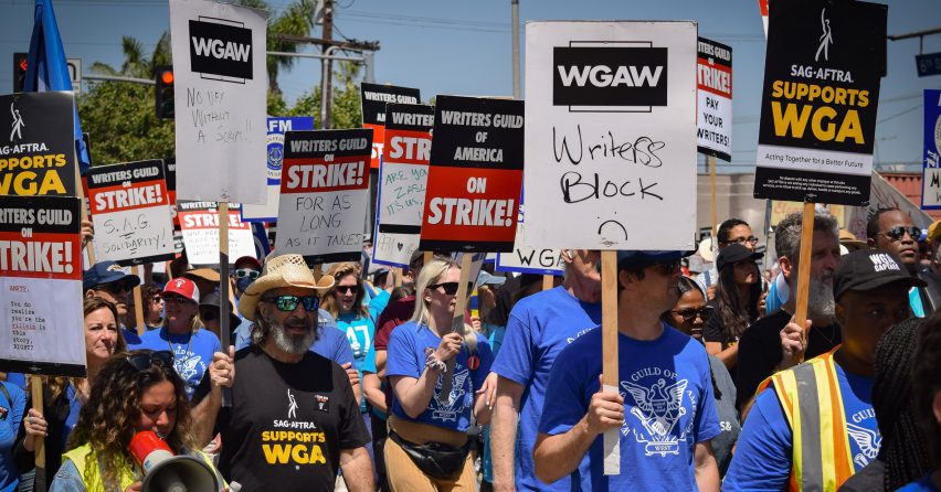 WGA members on strike