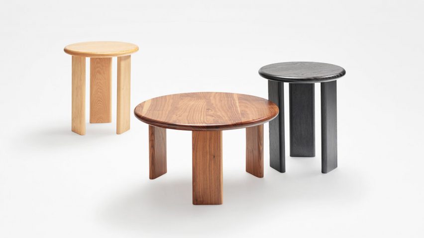 Round wooden Yeti tables by Derlot