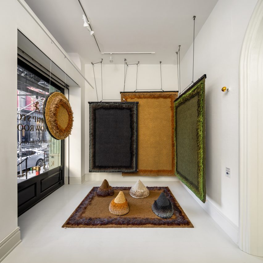 Rugs on display within Kasthall's s،wroom in New York City 