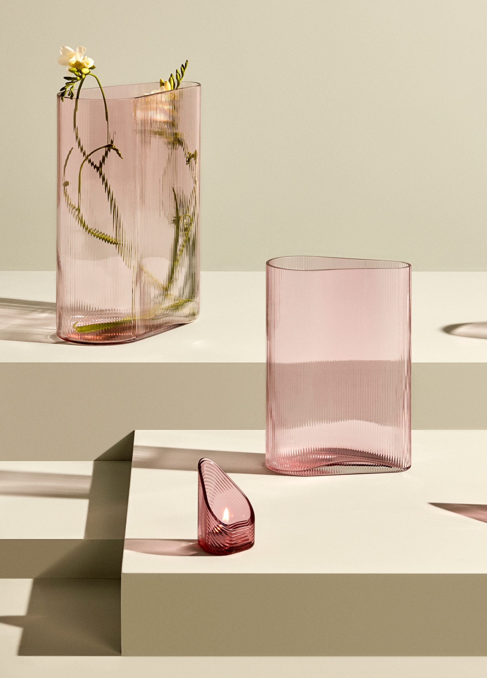 Rose-coloured glassware