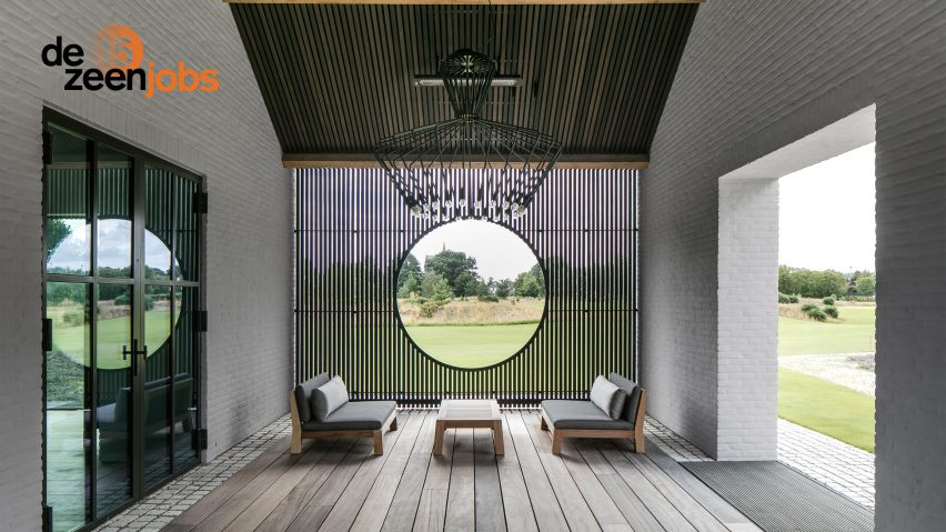Photo of indoor/outdoor room with Dezeen Jobs logo
