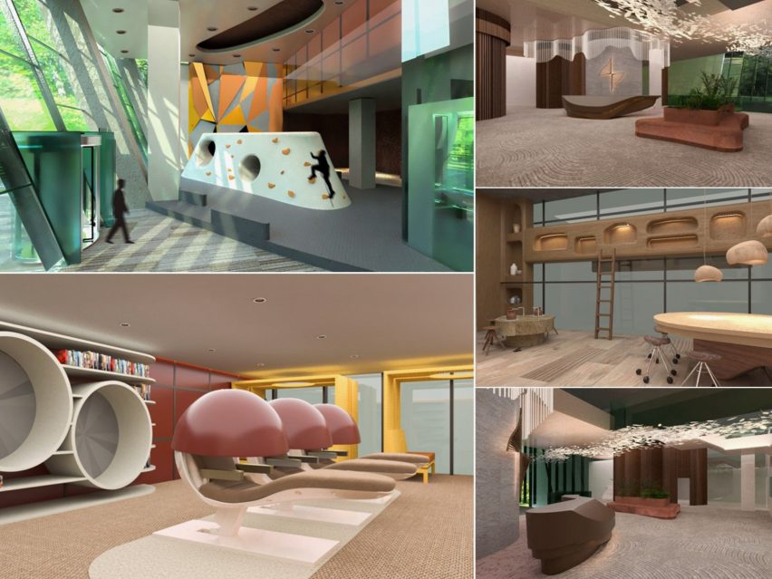 Renderings of youth centre interiors