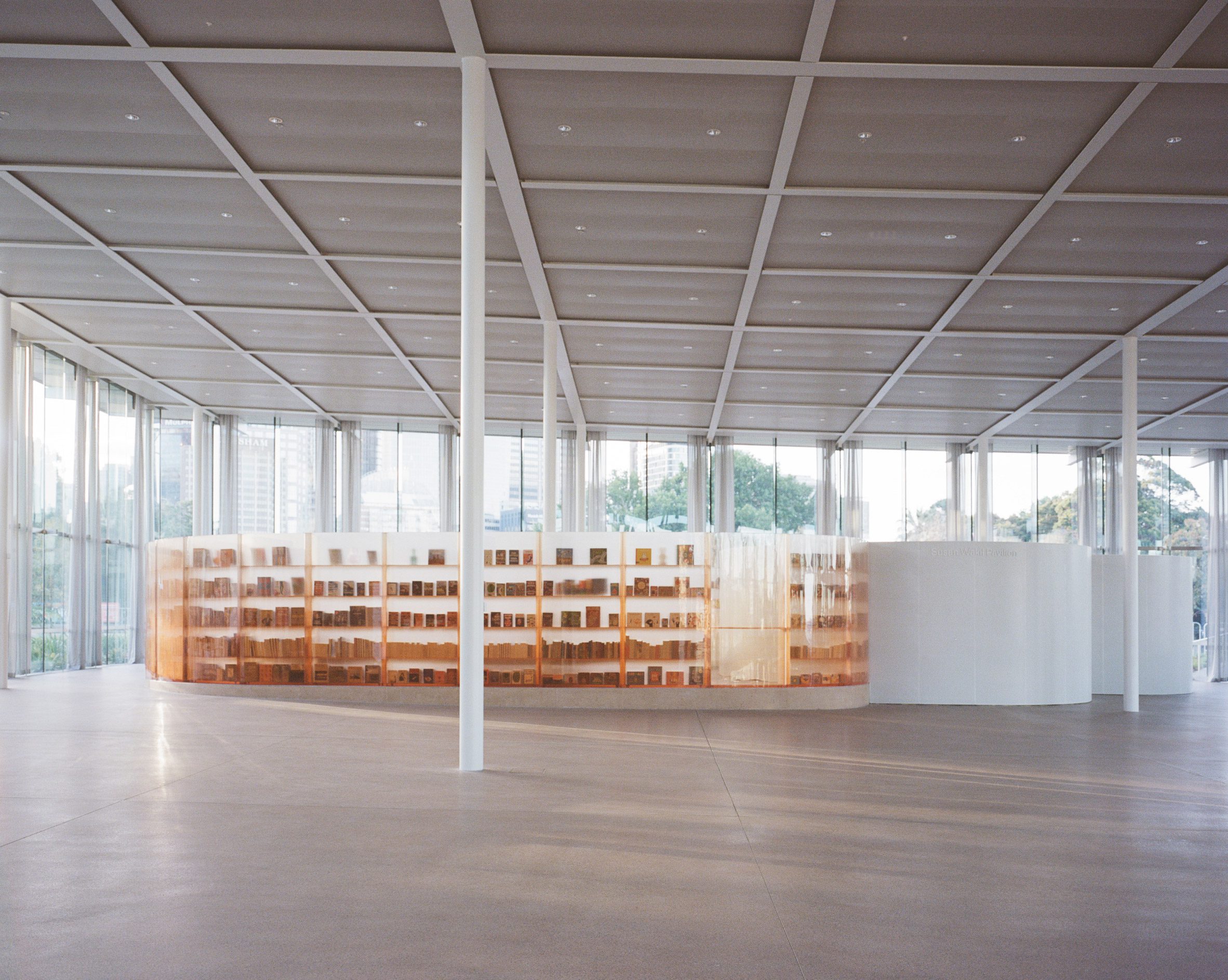 resin walls of retail space at sydney modern