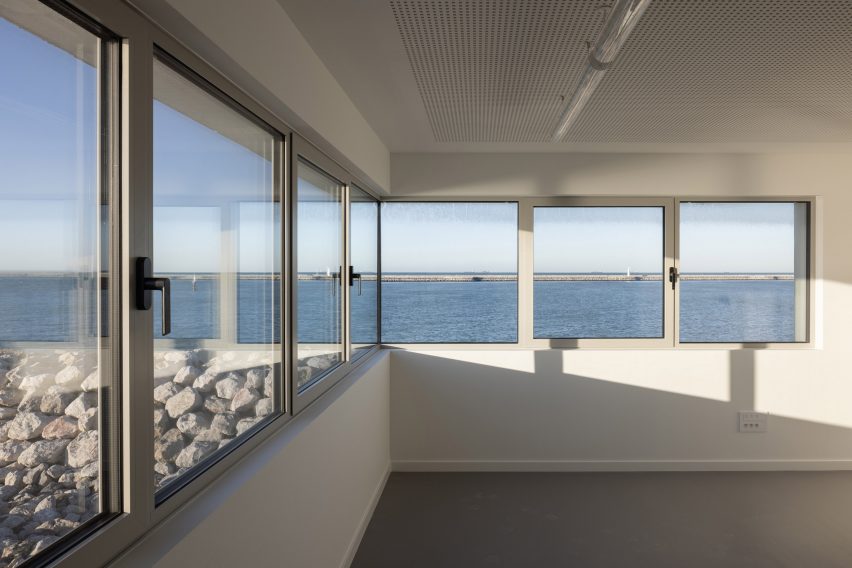 View of the sea from inside Calais' harbour master's office by Atelier 9.81