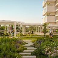 Gardens at Park Rise housing at Ellinikon in Athens by BIG