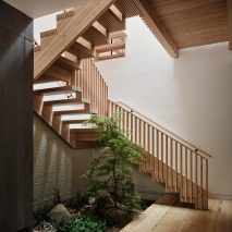 Wooden staircase in Brooklyn home
