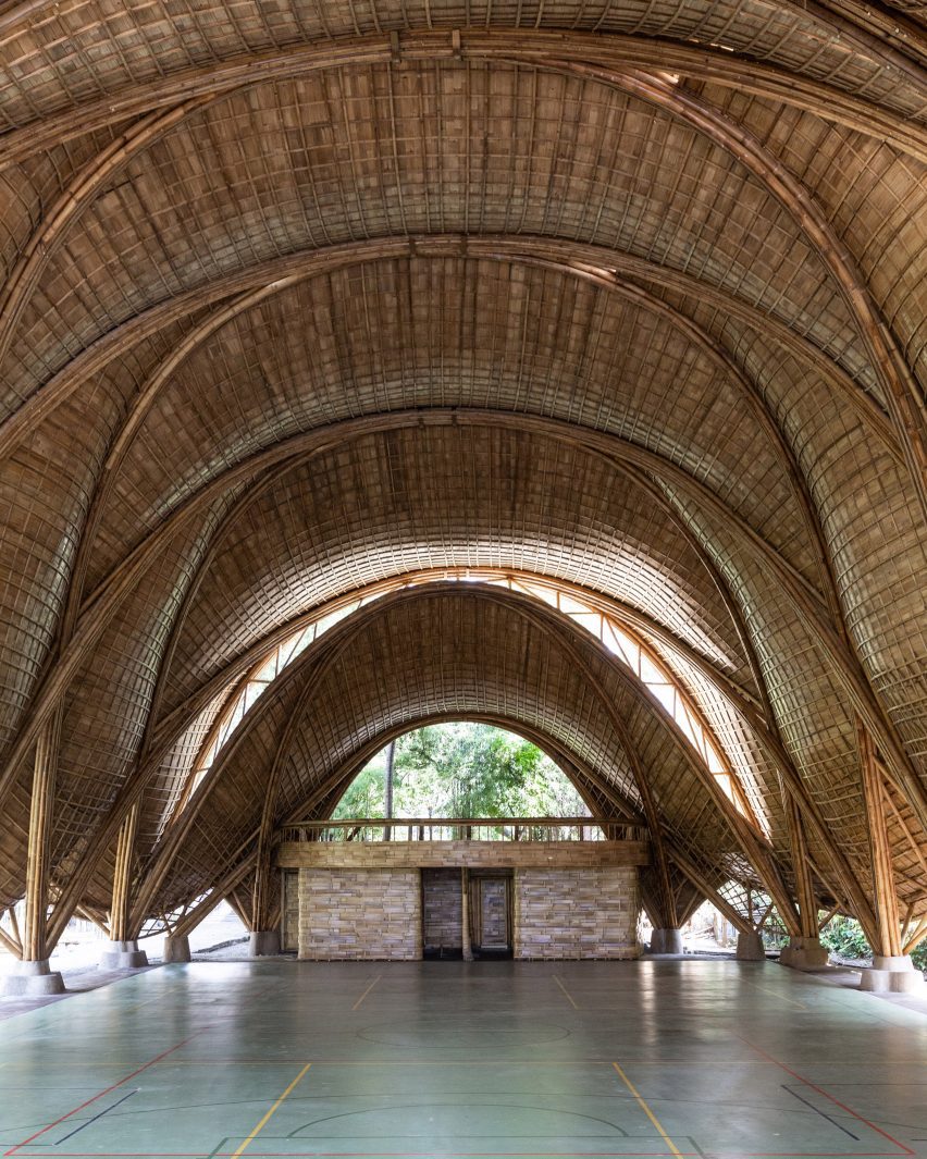 Bamboo interior of The Arc at the Green School Bali
