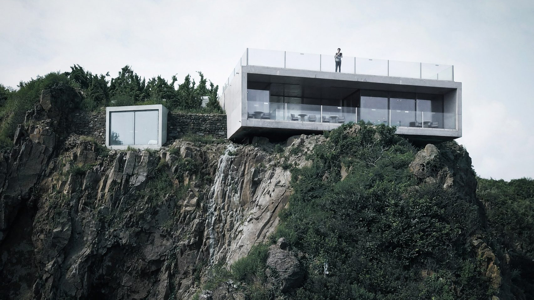 Cliffside cafe in China