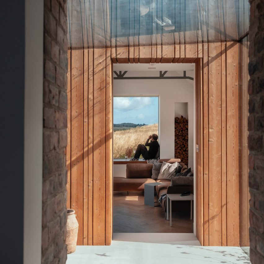 Interior of wooden house that has won the RIAS Andrew Doolan Best Building in Scotland Award for 2023