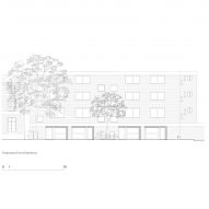 Proposed front elevation Brutalist Chelsea townhouse by Pricegore