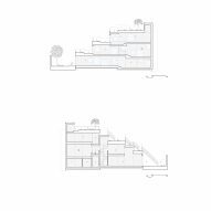 Section drawing of PSLA Architekten's urban townhouse in Vienna
