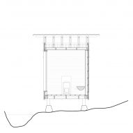 Section drawing of red timber sauna in East Sussex by Built Works