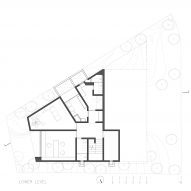 Lower floor plan at Casa Cielo by COA Arquitectura