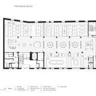 Plan drawing of office space by Cox Architecture in Sydney