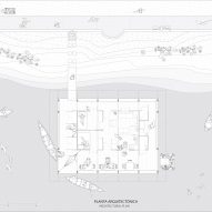 Plan drawing of floating house by Natura Futura and Juan Carlos Bamba