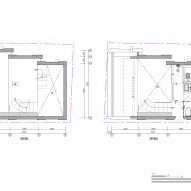 Upper floor plans of Building Frame of the House by IGArchitects