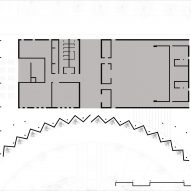Plan drawing of building block at Vishnuvardhan Memorial Complex by M9 Design Studio
