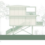 Elevation drawing of Treehouse Villas by Stilt Studios