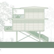 Elevation drawing of Treehouse Villas by Stilt Studios