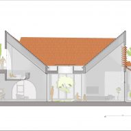 Section drawing of Tile House by The Bloom Architects