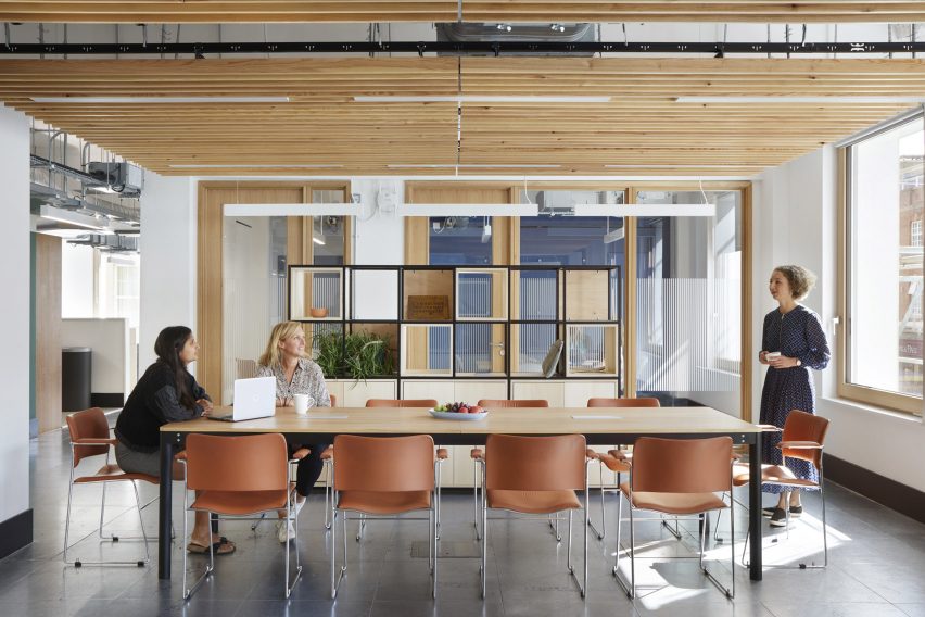 Meeting room with wooden ceiling 