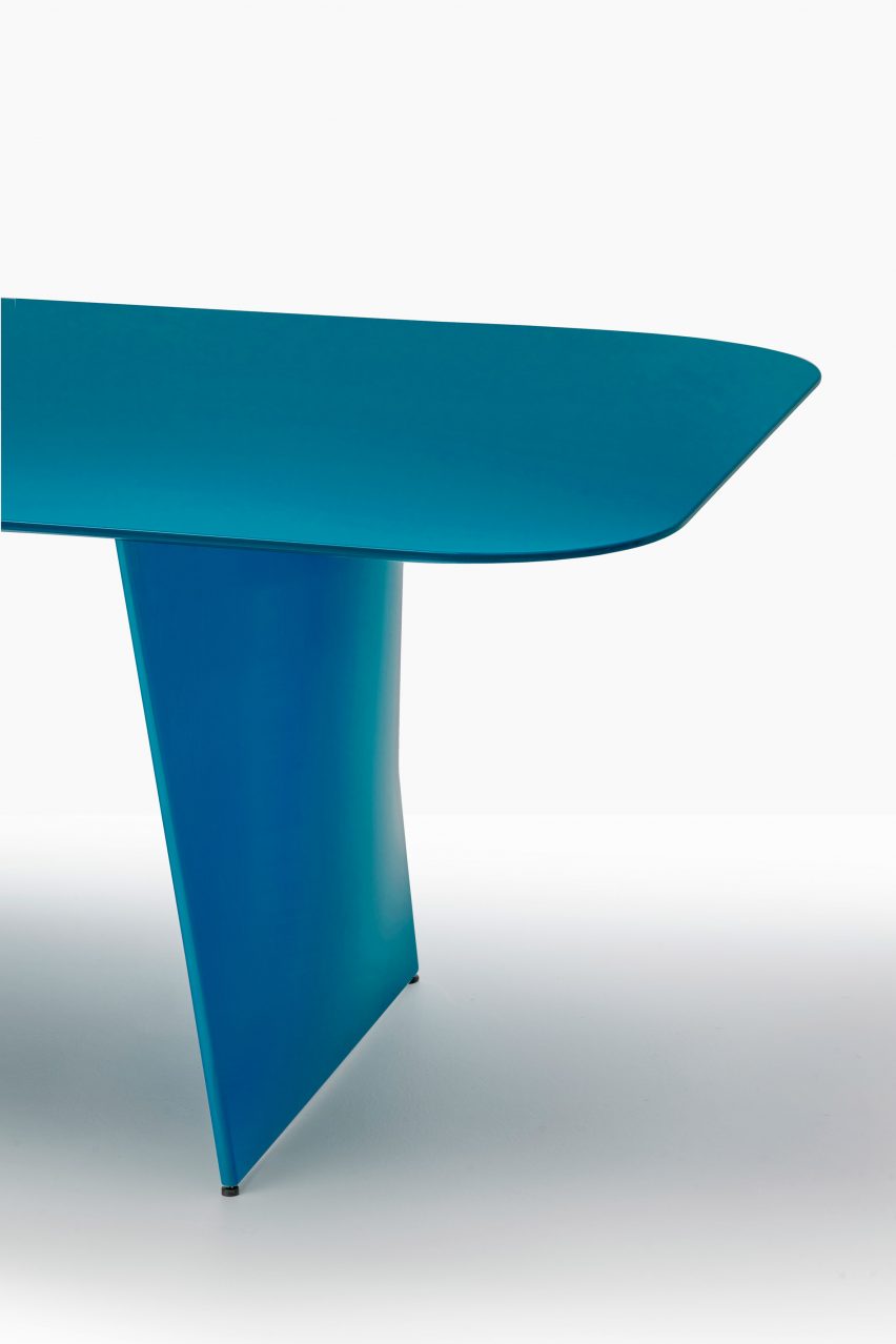 Blue Frank table by Pedrali