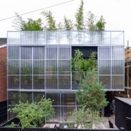 Polycarbonate and bamboo planted facade at Green House