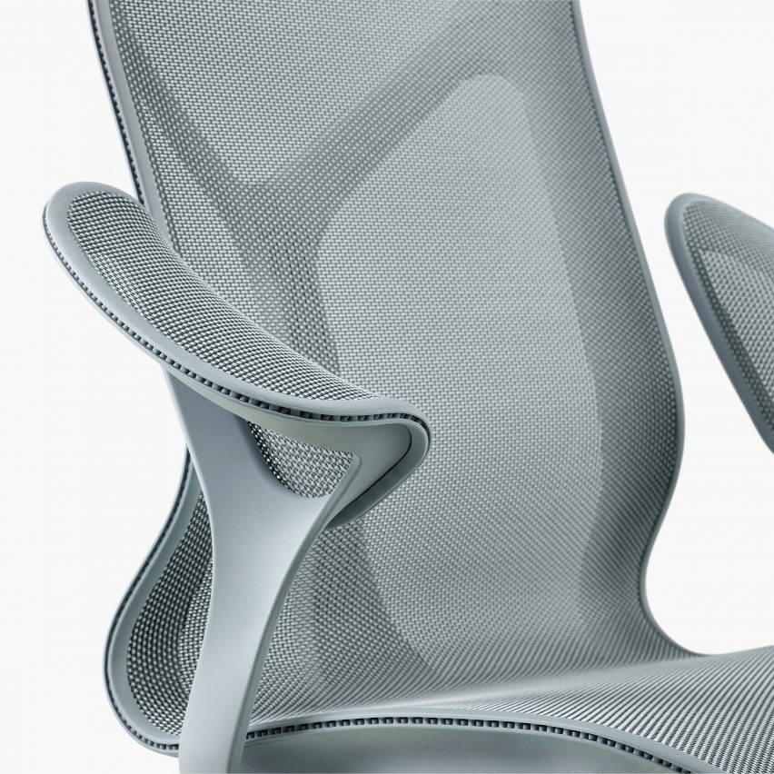 Close up of grey Herman Miller chair