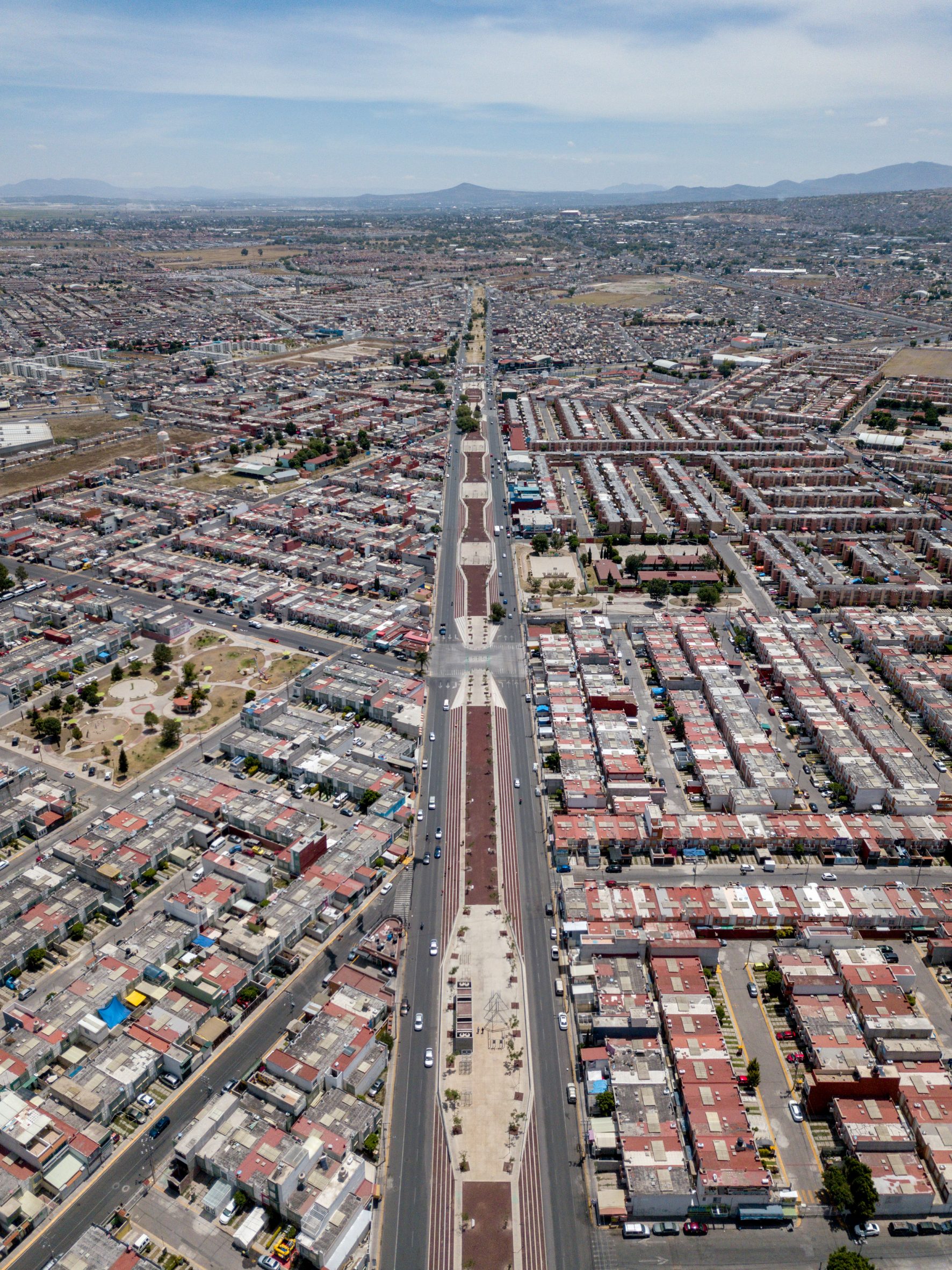 Aerial view of linear park in Mexico
