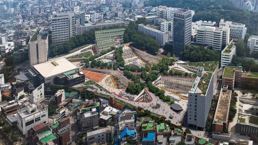 Aerial view of Hongik University in Seoul