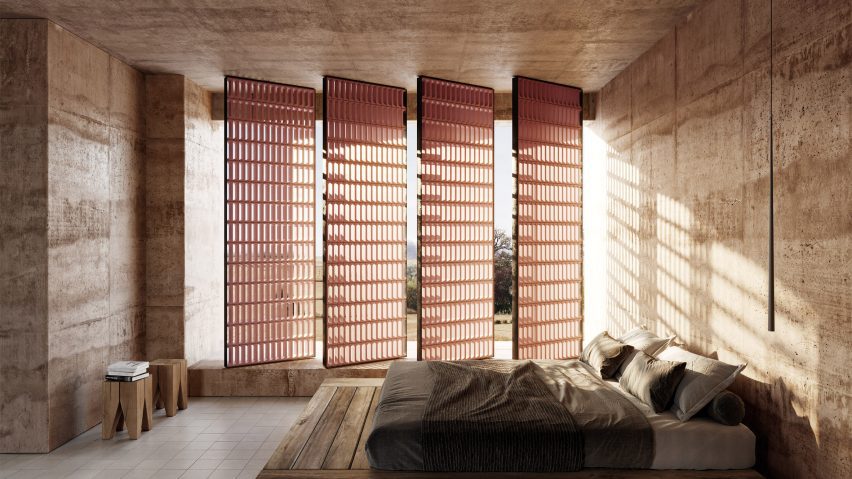 Bedroom with screens made from Icon tiles by Summum Studio for Wow Design