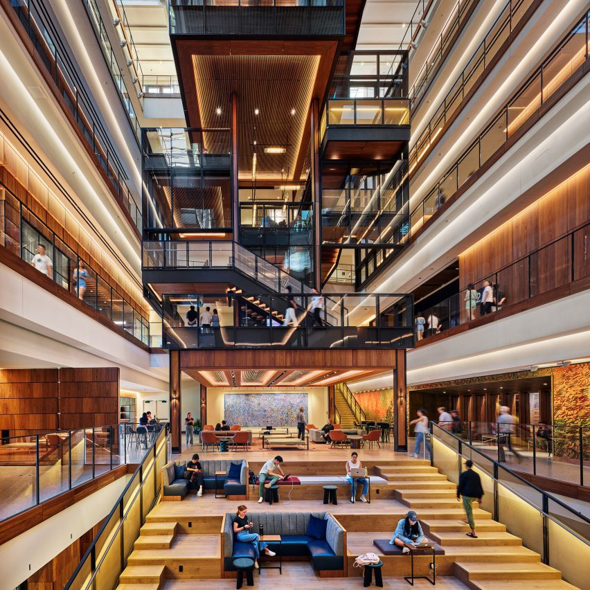 The interior of John Hopkins University Bloomberg Center in Washington, DC