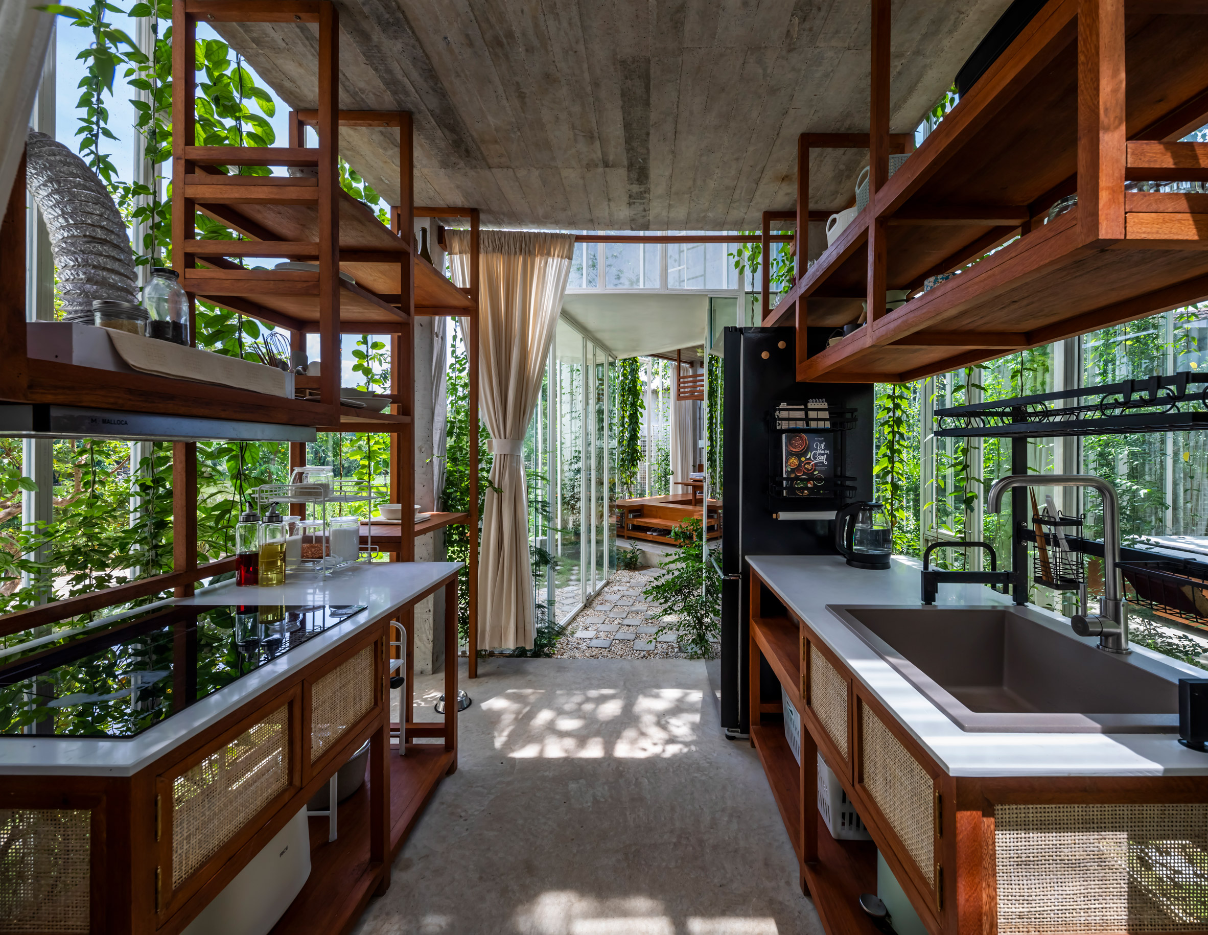 Kitchen interior of Labri house by Nguyen Khai Architects & Associates