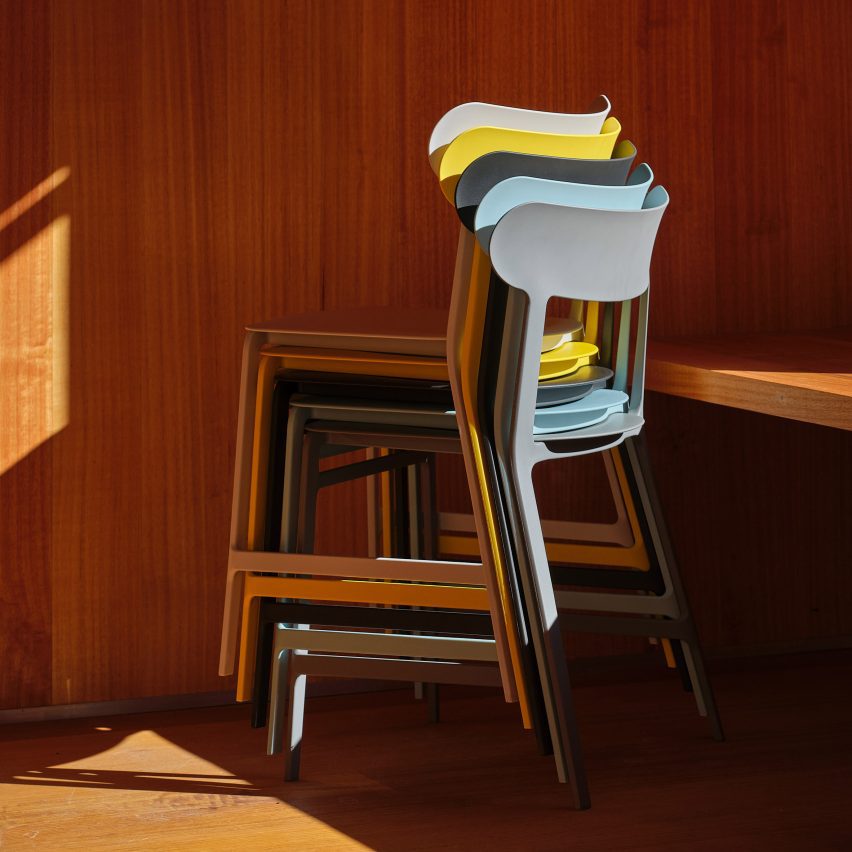 Stack of Lightly chairs by Formway for Noho
