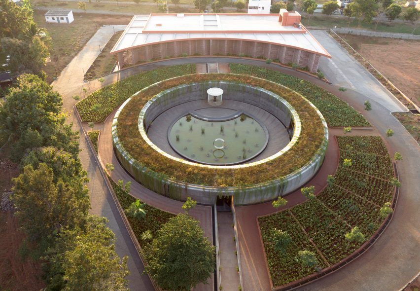 Overhead view of the memorial complex in Mysore, India