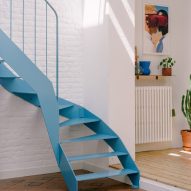Blue metal staircase