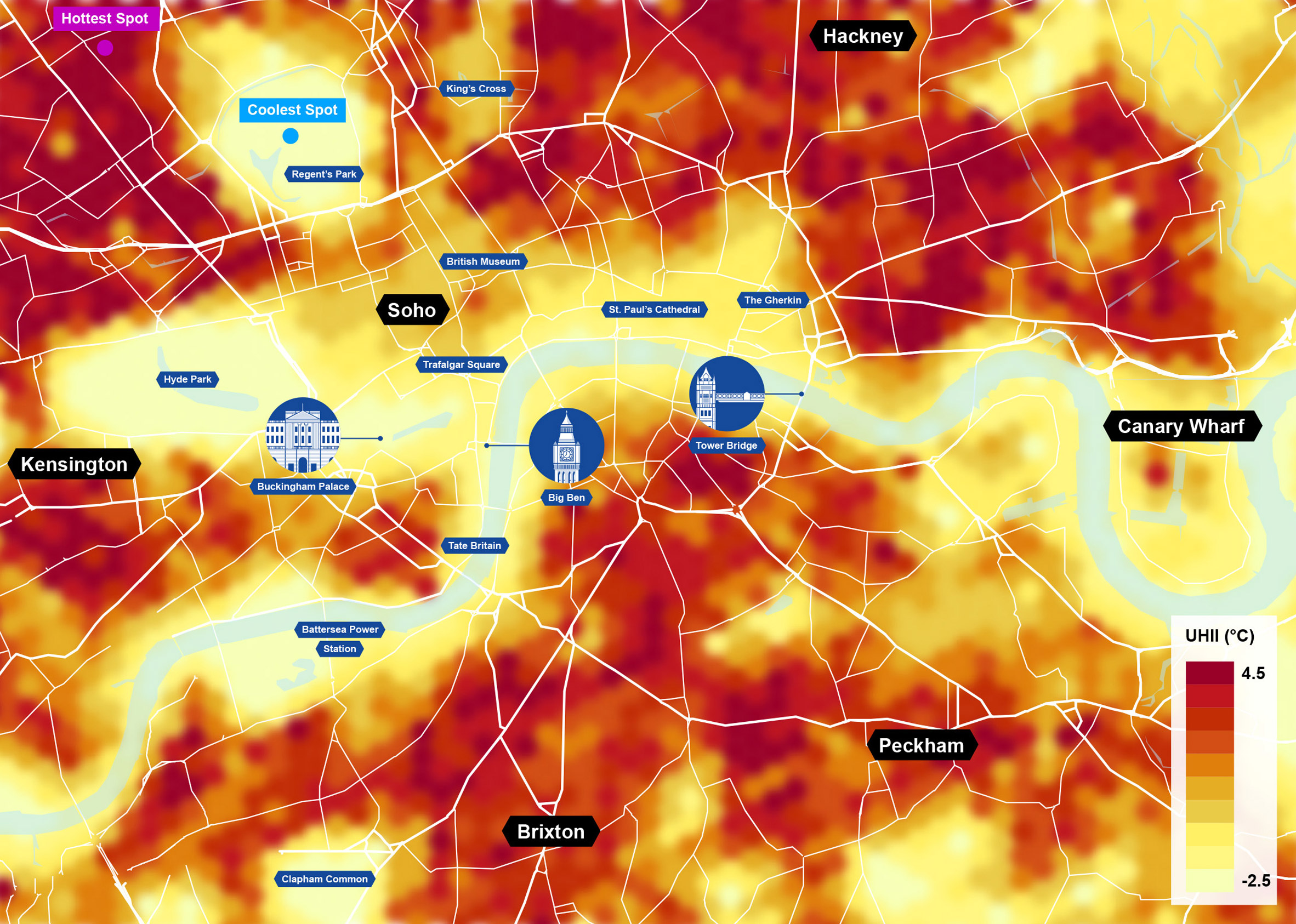 Arup urban heat map of London