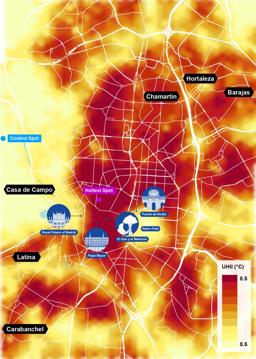 Arup urban heat map of Madrid