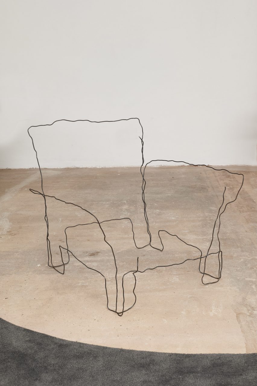 An armchair made of wire