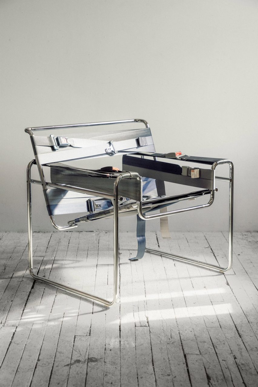 Wassily chair held together by seat belts