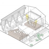 Isometric drawing of the auditorium at the Alzheimer's Village in France by NORD Architects