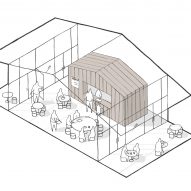 Isometric drawing of the cafe at the Alzheimer's Village in France by NORD Architects