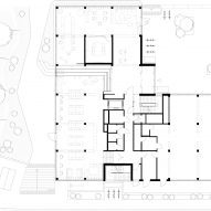 First floor plan for timber office by Oslotre designs in Norway