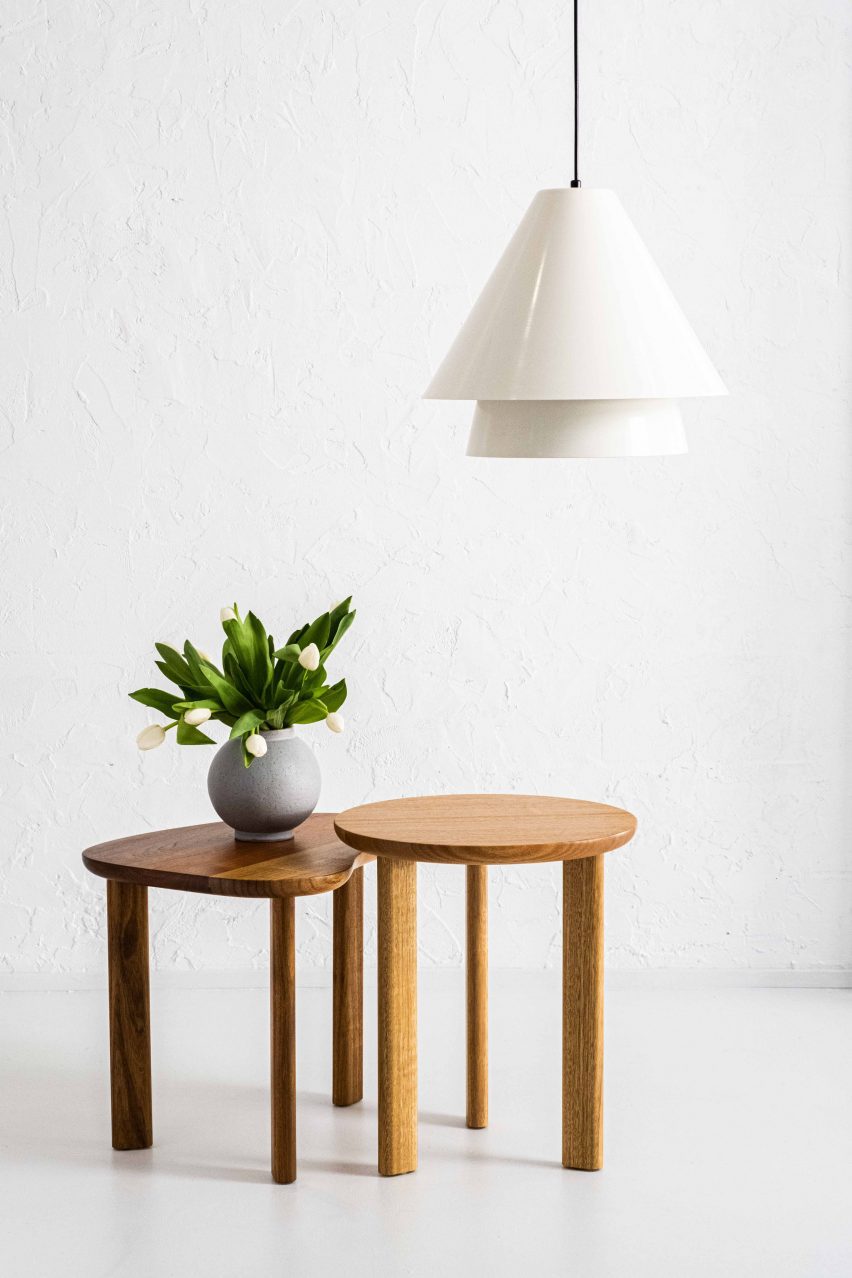 Set of wooden Pebble Side Tables by Andrew Carvolth for JamFactory