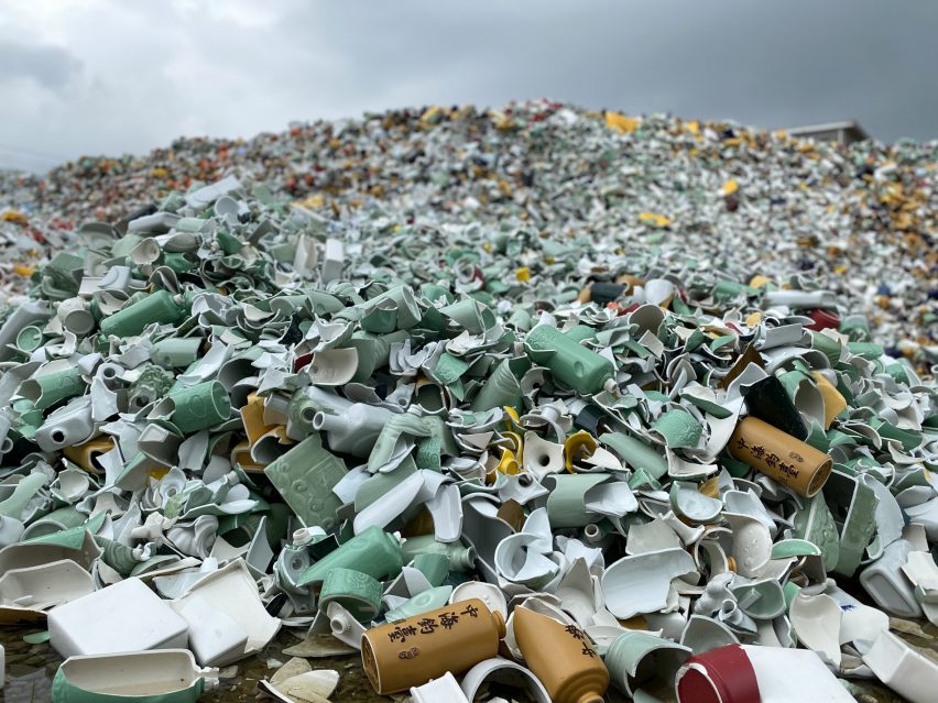 Pile of ceramic waste in China