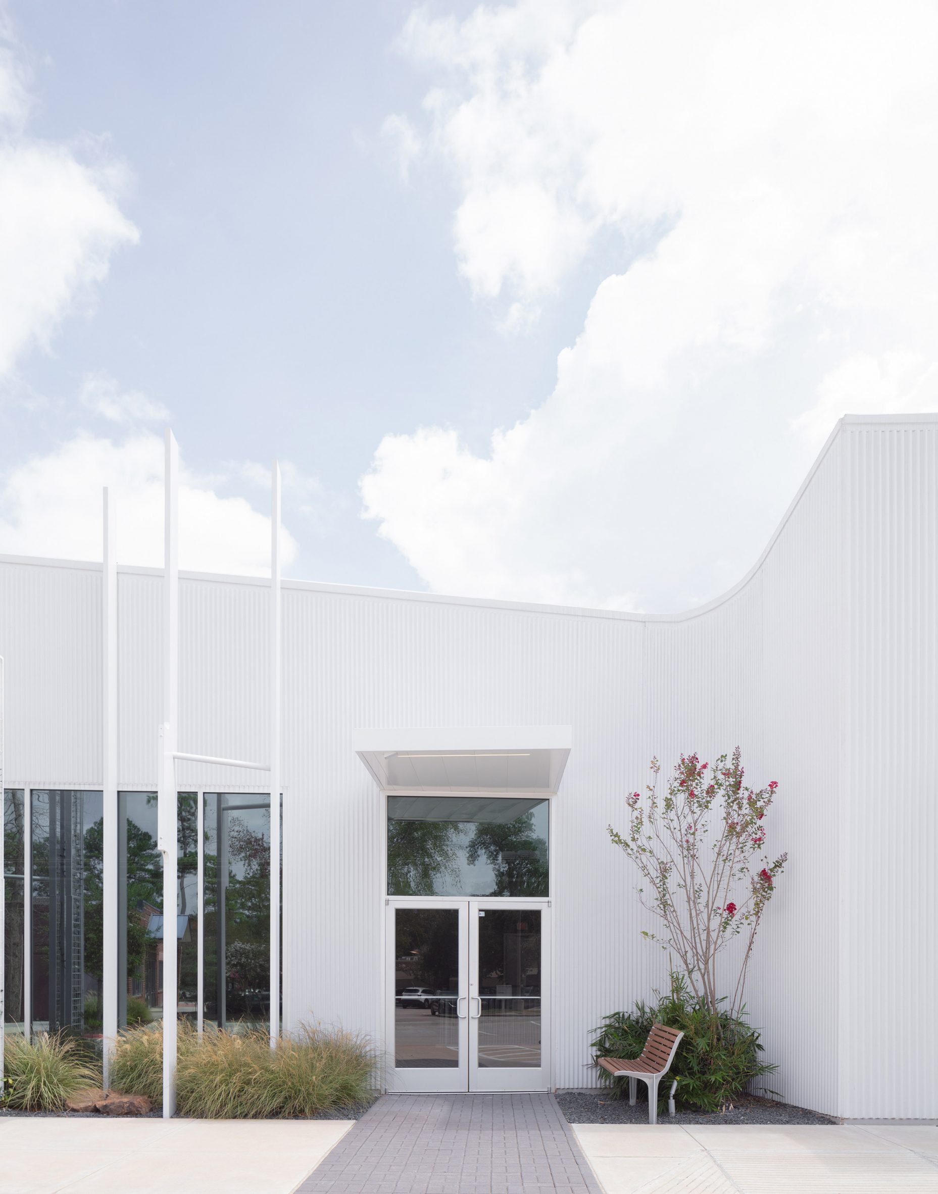 White building with pocket gardens