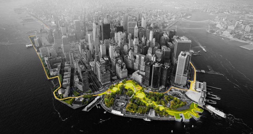 Rendering of BIG's Big-U project for Lower Manhattan